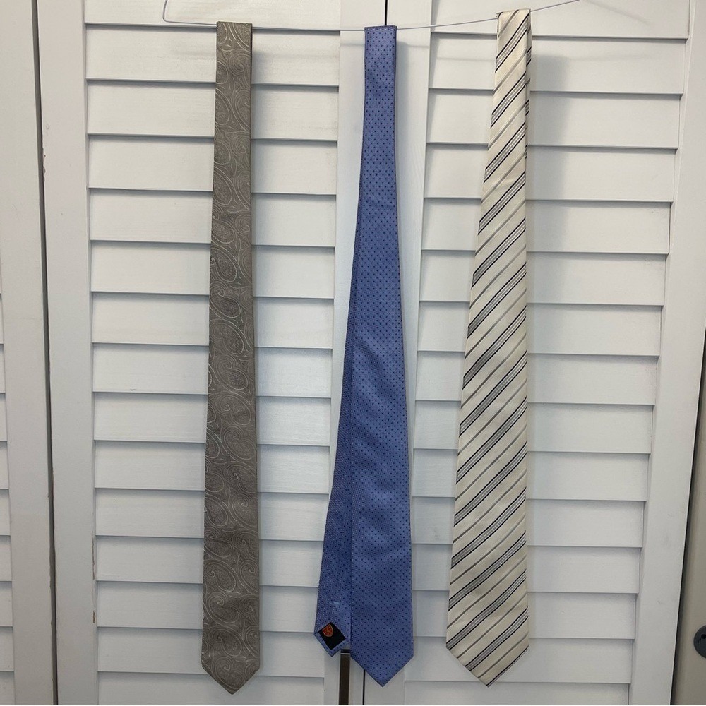 Men's Tie Bundle English Laundry Geoffrey Beene Gray Paisley‎ Silk Ties